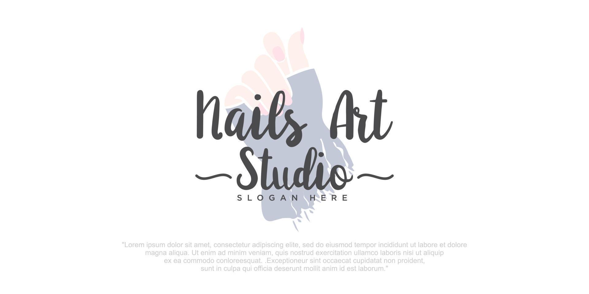 Nails art studio or nails polish icon set logo design template vector