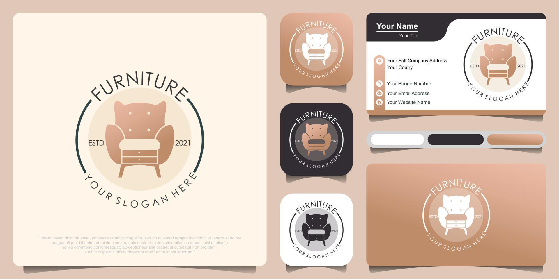 furniture logo. Symbol and icon of chairs, sofas, and home furnishings. vector
