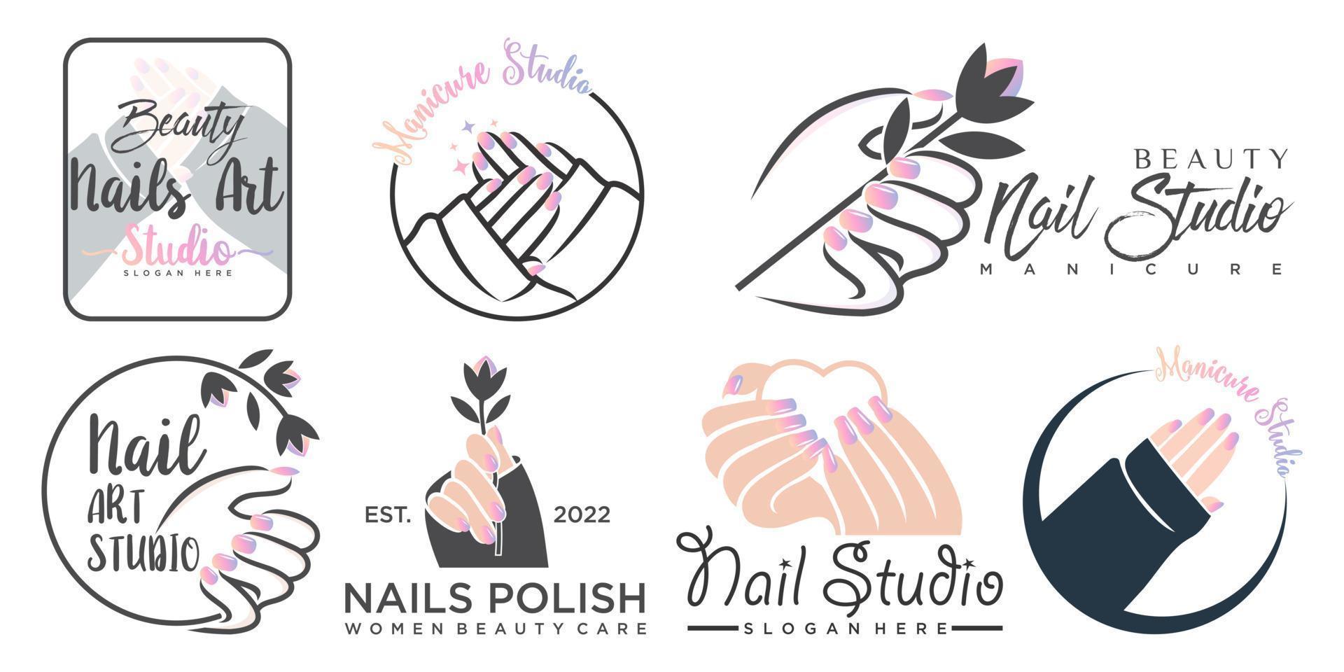 Nails logo collection with creative and unique element concept vector