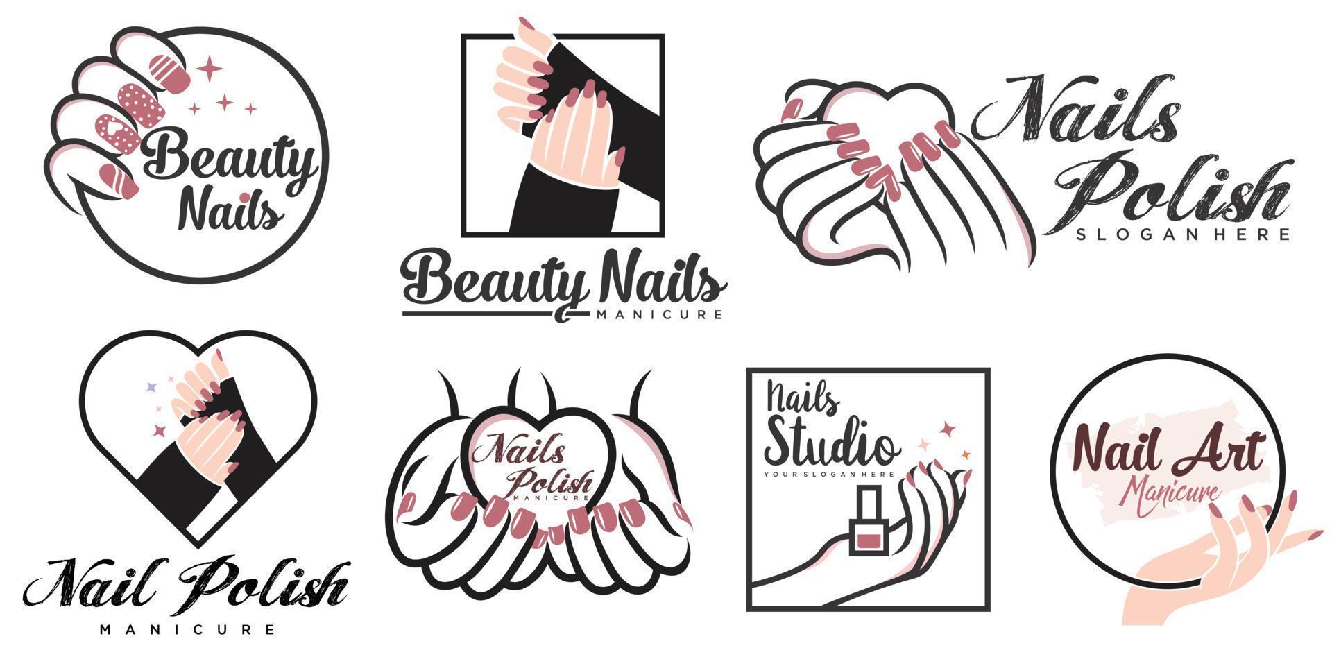 Nails logo collection with creative and unique element concept vector