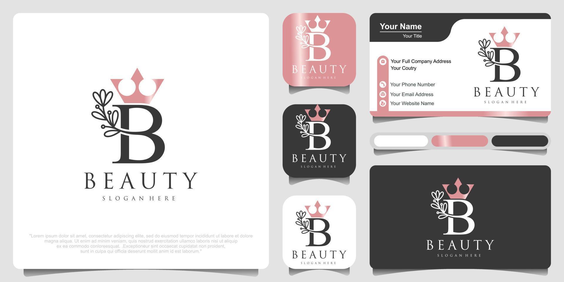 Letter b logo with crown creative concept for company business beauty spa vector