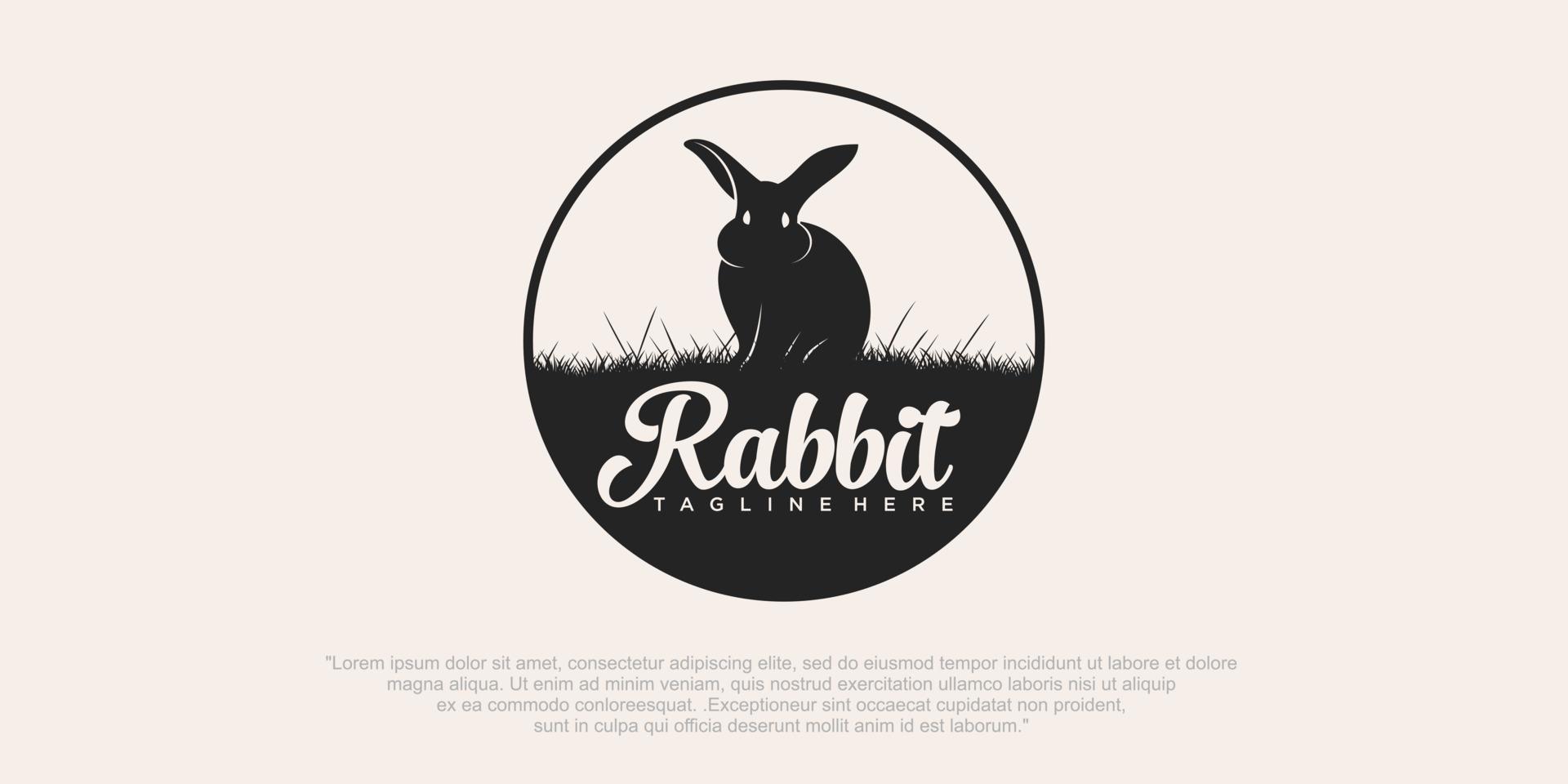 Rabbit Logo Template. Retro Vector Illustration