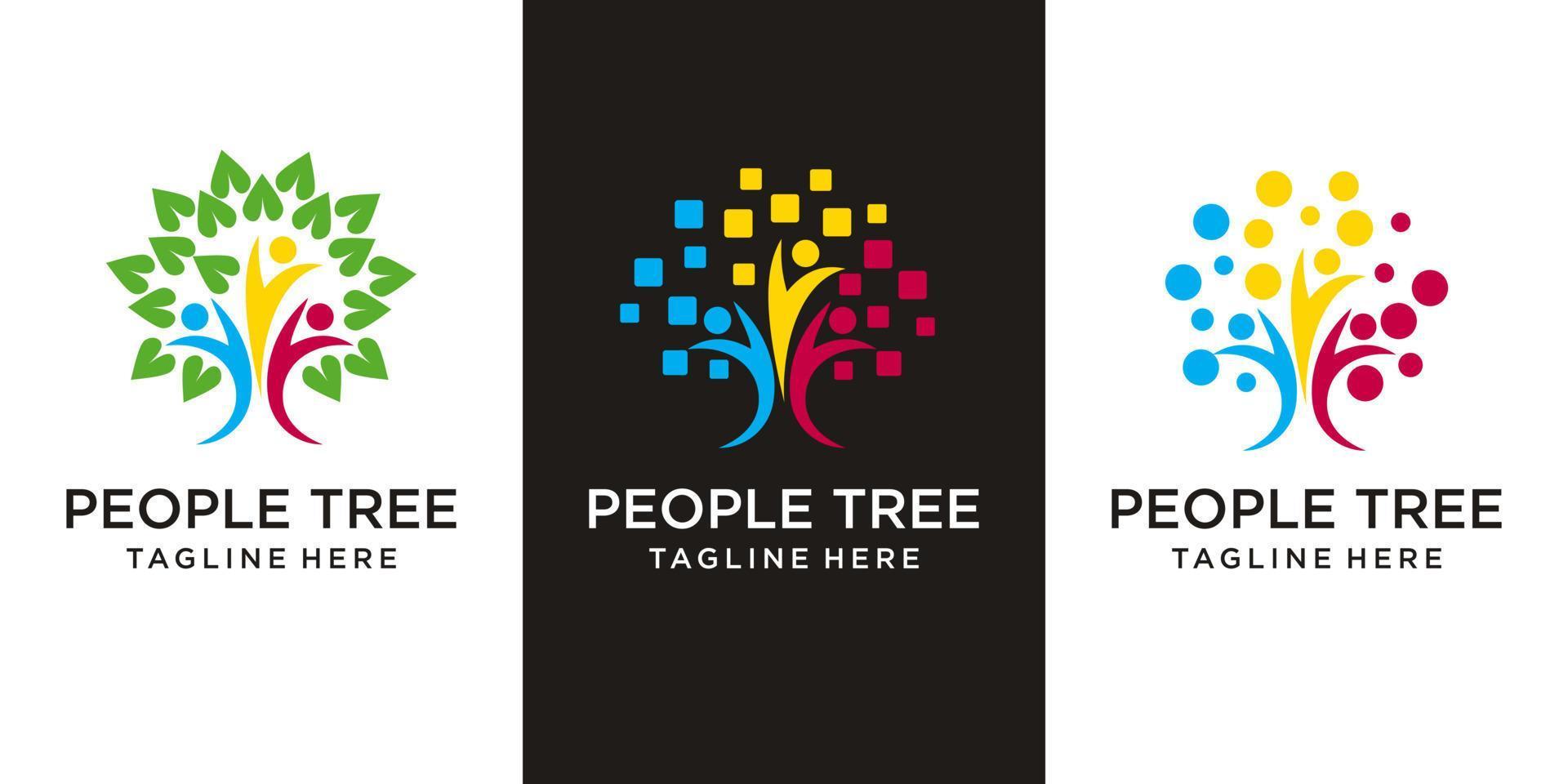 Human Tree Creative Concept Logo Design Template vector