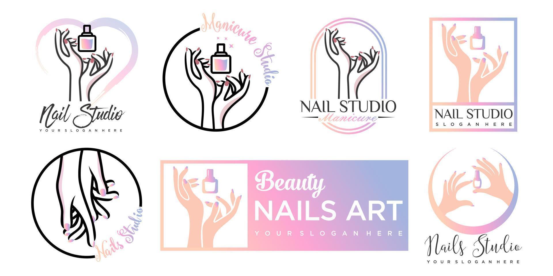 Nails Art Logo template with nail polish vector