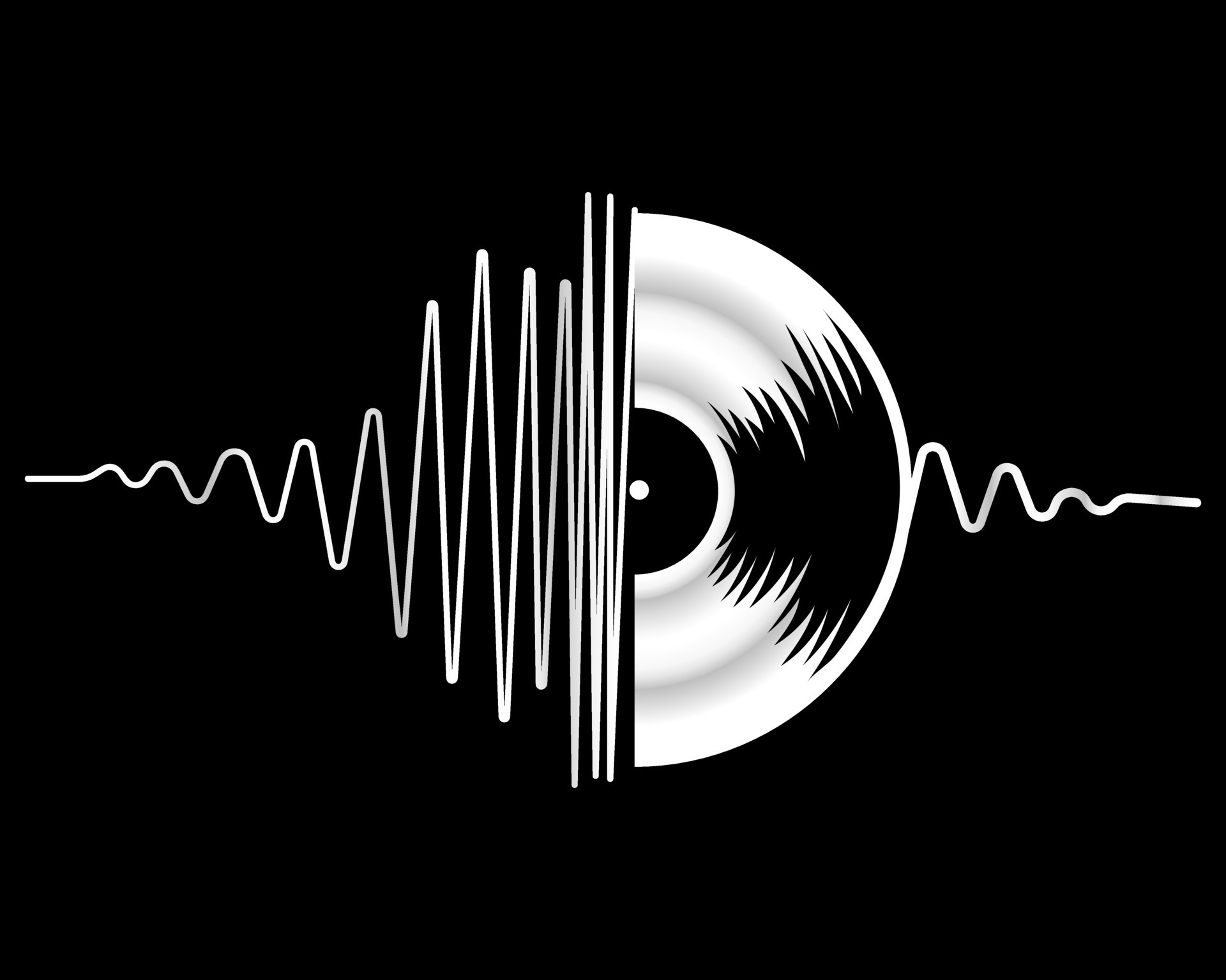 Vinyl record and sound graph on a black background. Music illustration,  icon, vector 9447954 Vector Art at Vecteezy