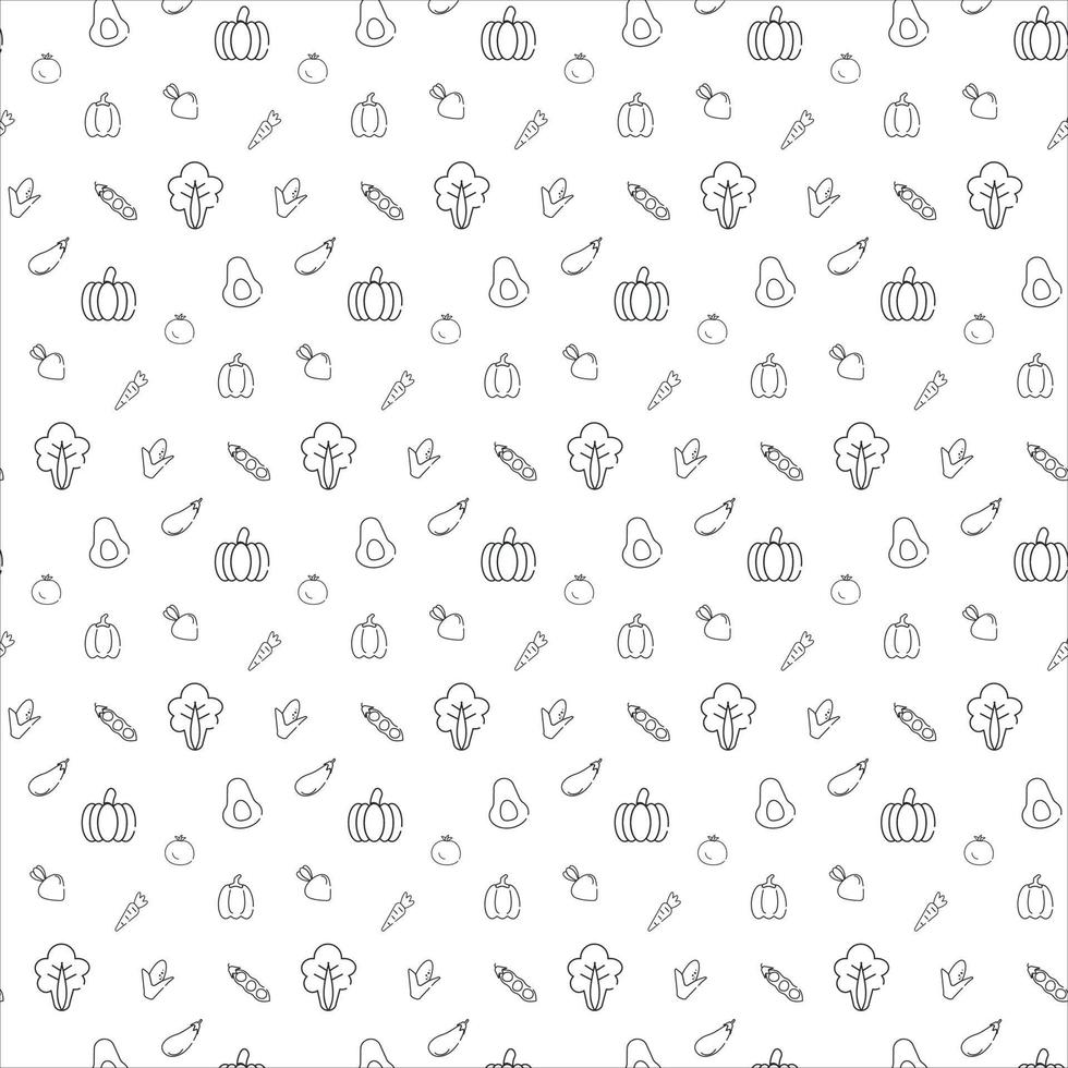 vegetable pattern in black and white vector