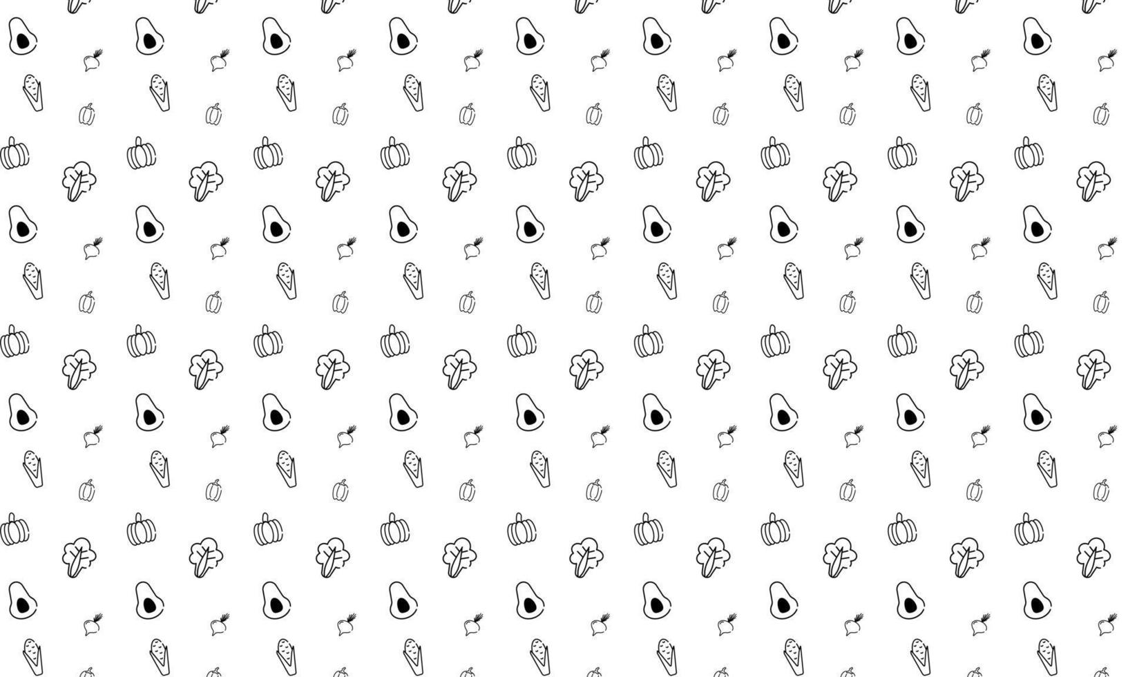 vegetable pattern in black and white vector