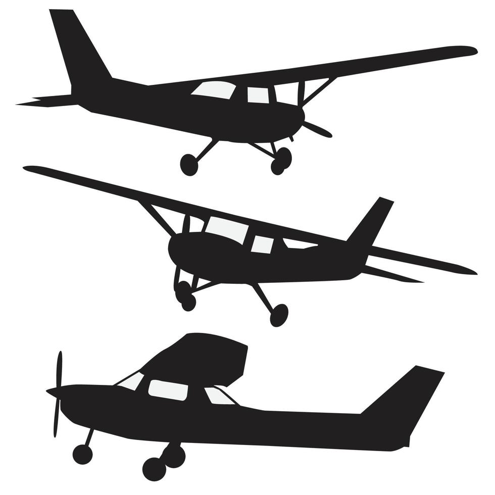 diseño de vector de colección de silueta de avión pequeño