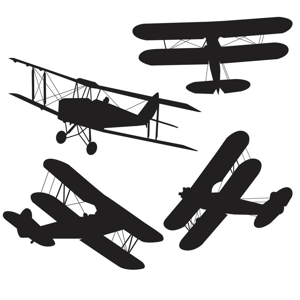 diseño de vector de colección de silueta de avión de aire antiguo