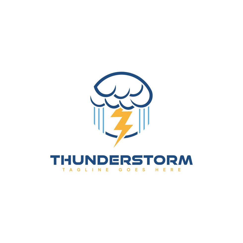 Line Art Style Thunderstorm Logo Template vector