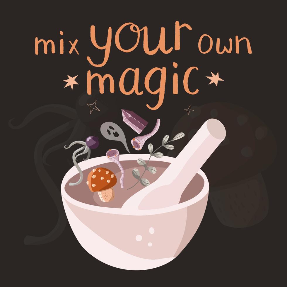 Magic bowl with crystal vector