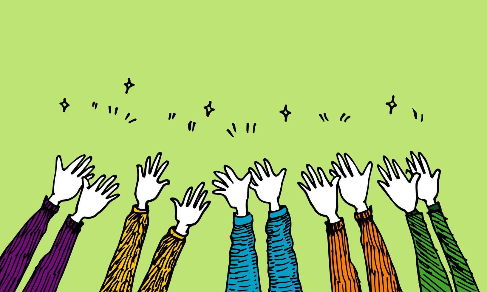 doodle of hands up,Hands clapping. applause gestures. congratulation business. vector illustration