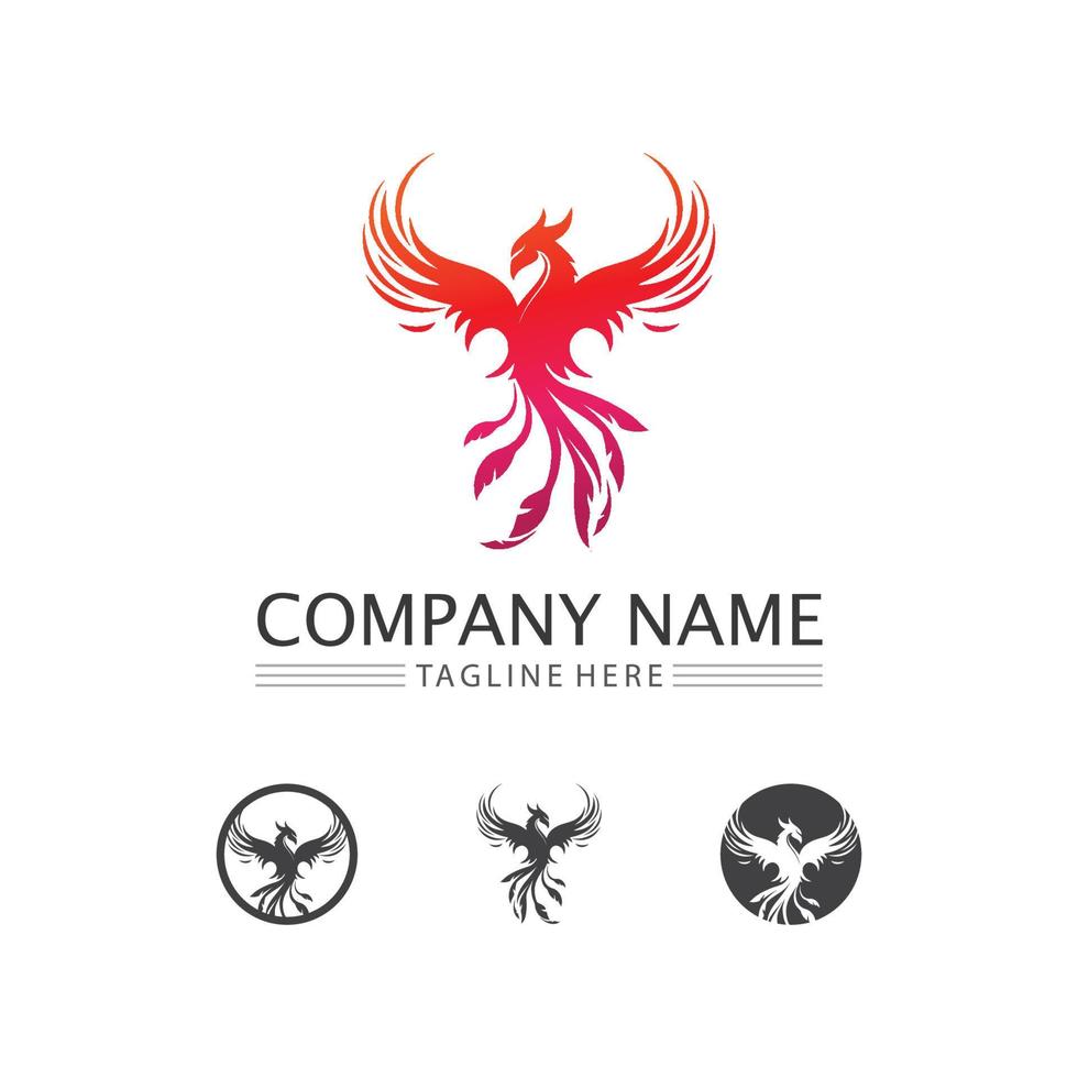 Ilustración de vector de diseño de logotipo y símbolo de ave fénix