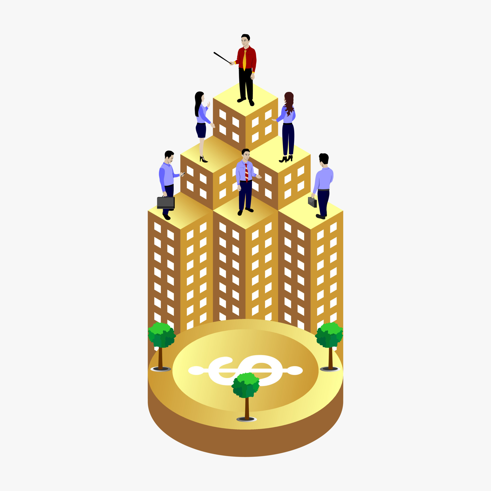 Simple Business Isometric Illustration. Concepts Of Business Analysis ...