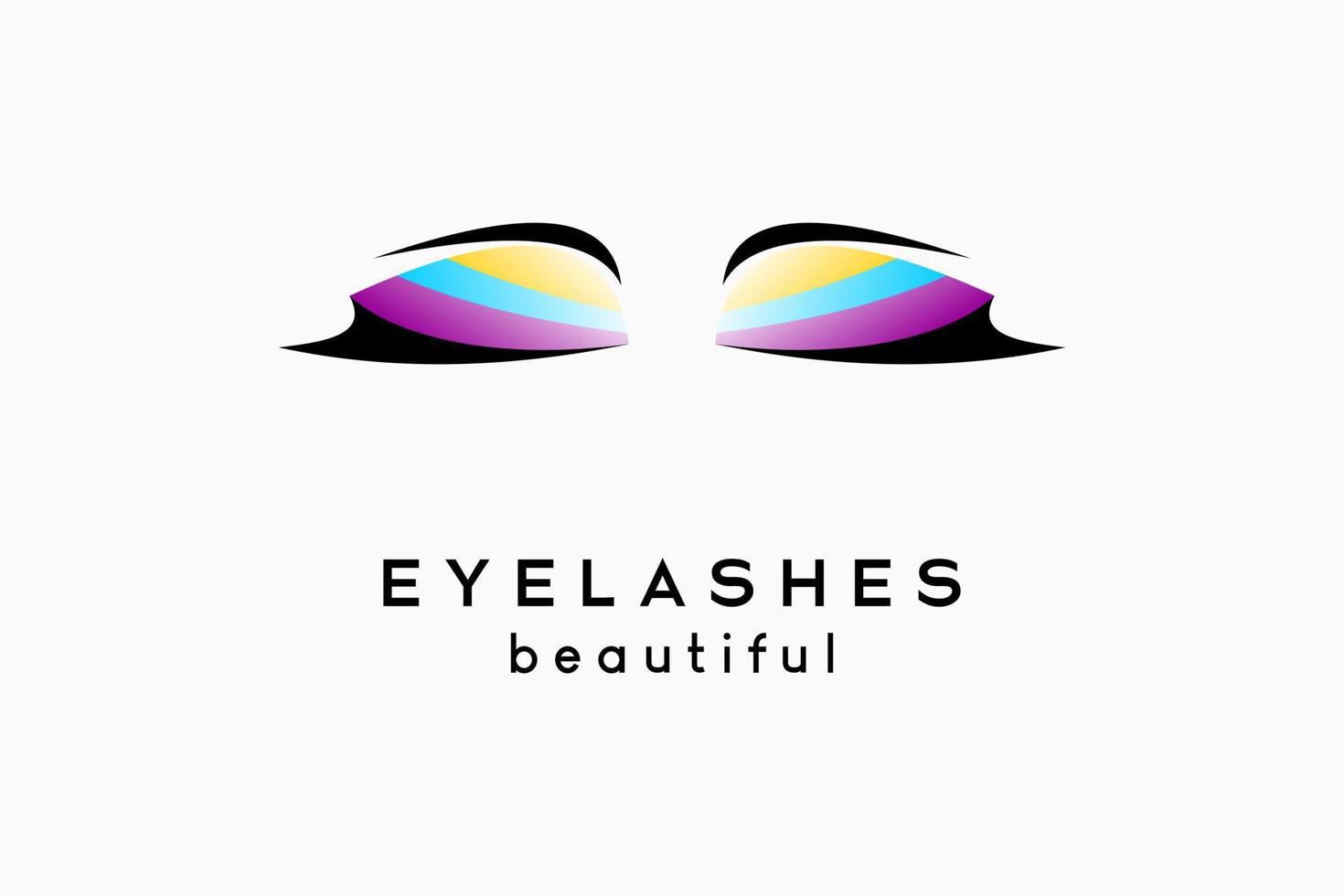 Eyelash extension logo design for makeup and cosmetic procedures, eyelash silhouette with colorful concept vector