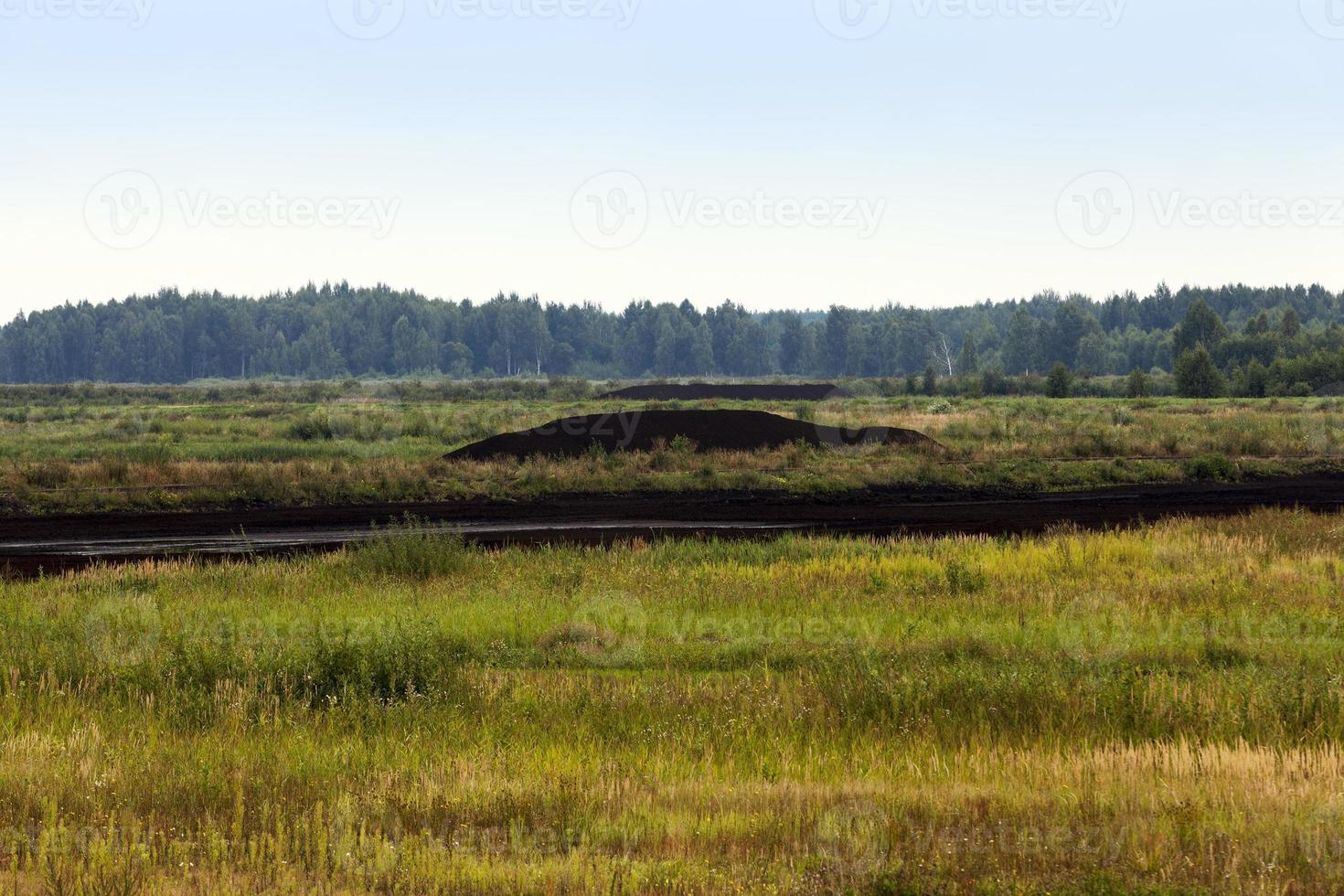 the flooded area where peat is extracted photo