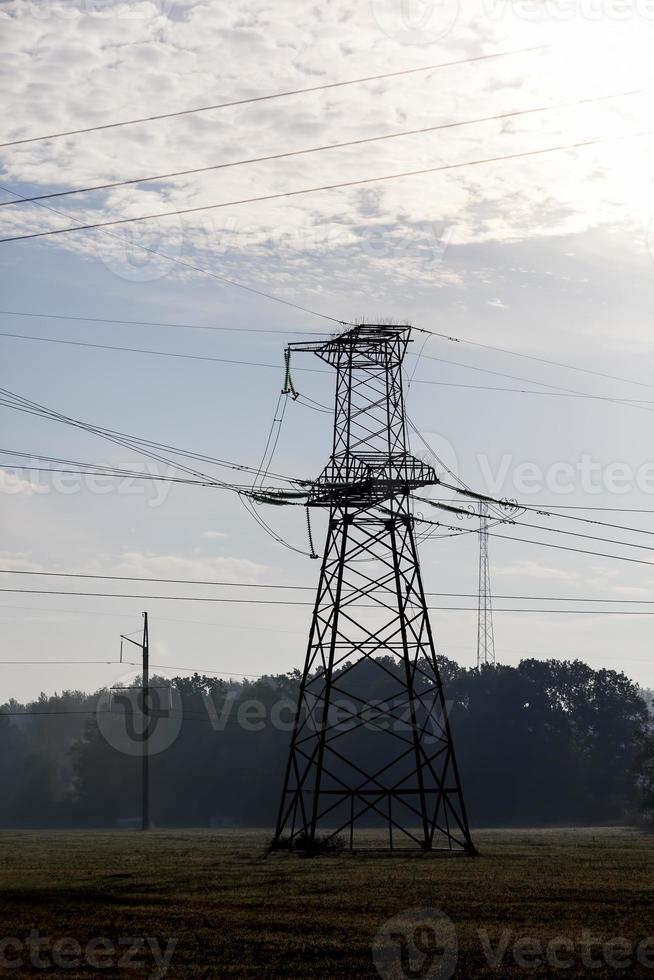 designed poles and metal wires photo