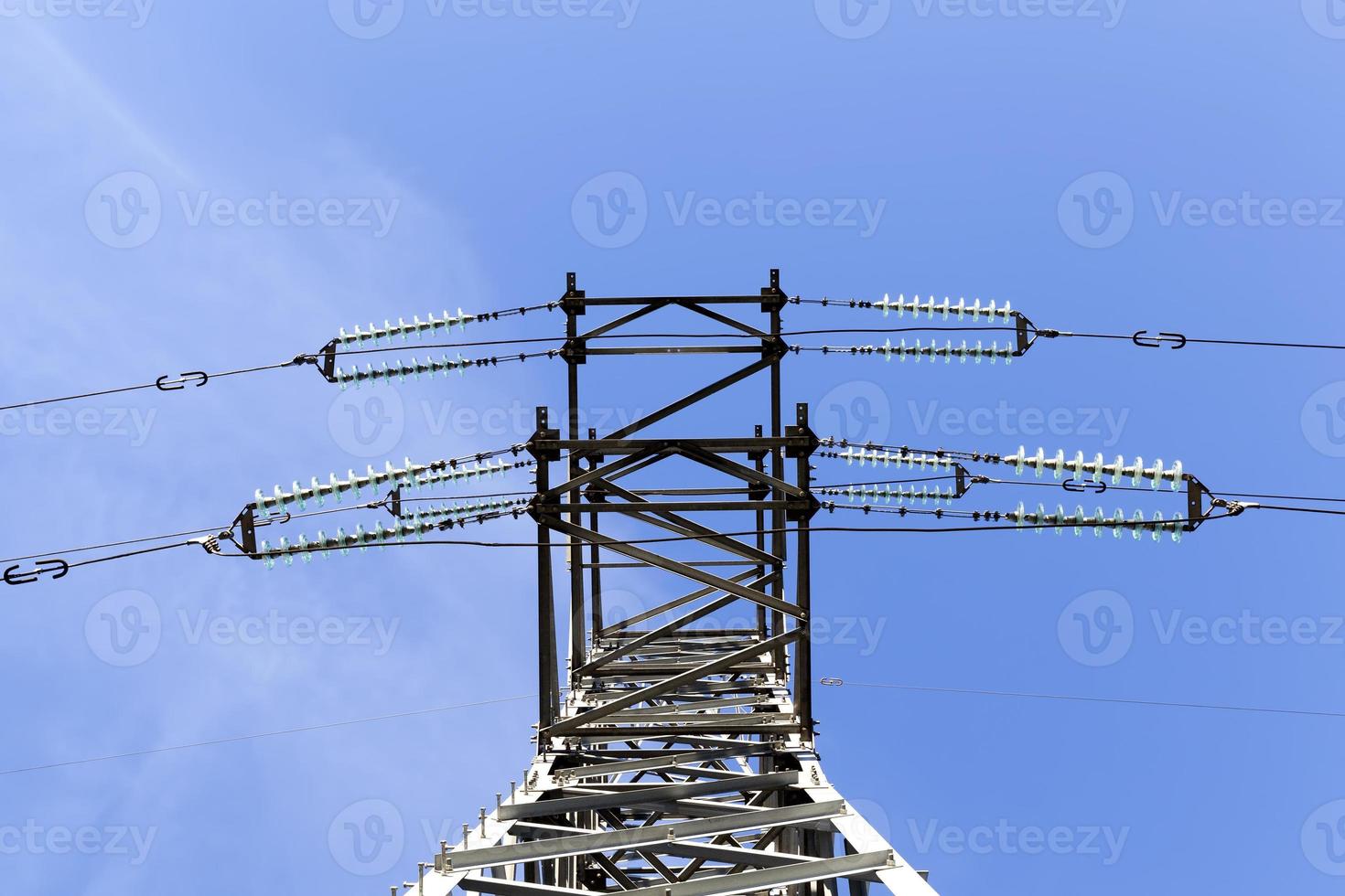 designed poles and metal wires photo