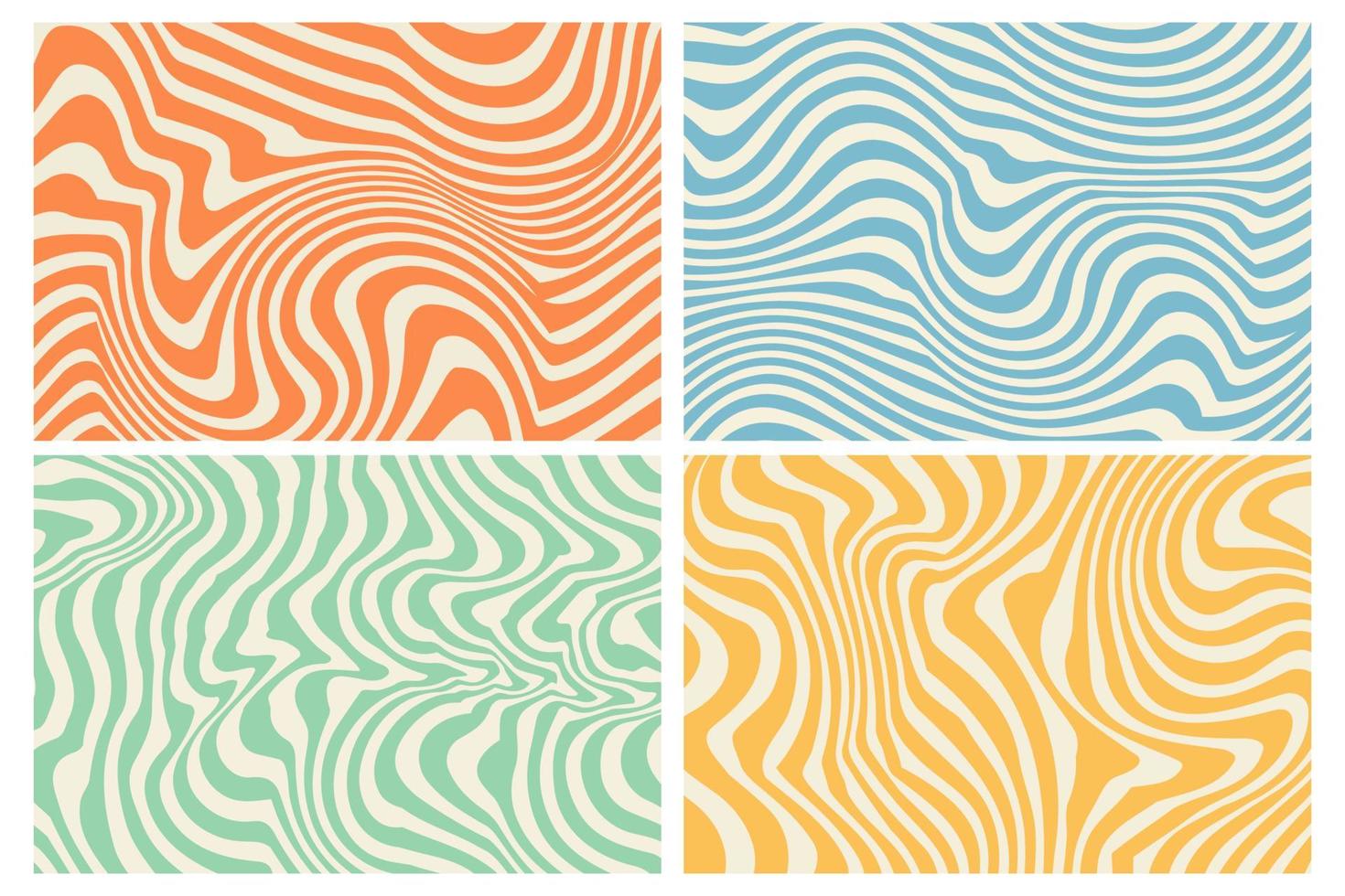 Groovy hippie 70s backgrounds with waves  swirl  twirl pattern vector