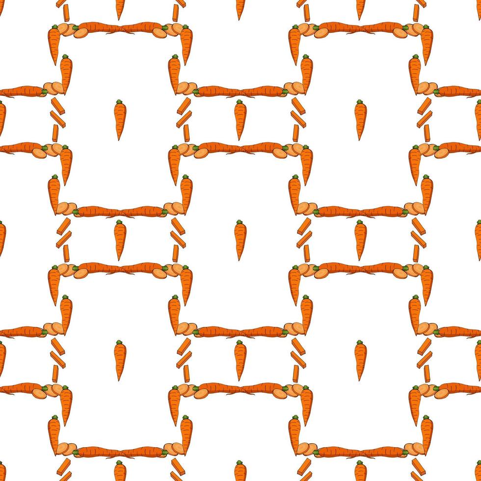 Geometric seamless pattern with carrots, carrot sticks and slices. Endless pattern with fresh vegetables for your design vector