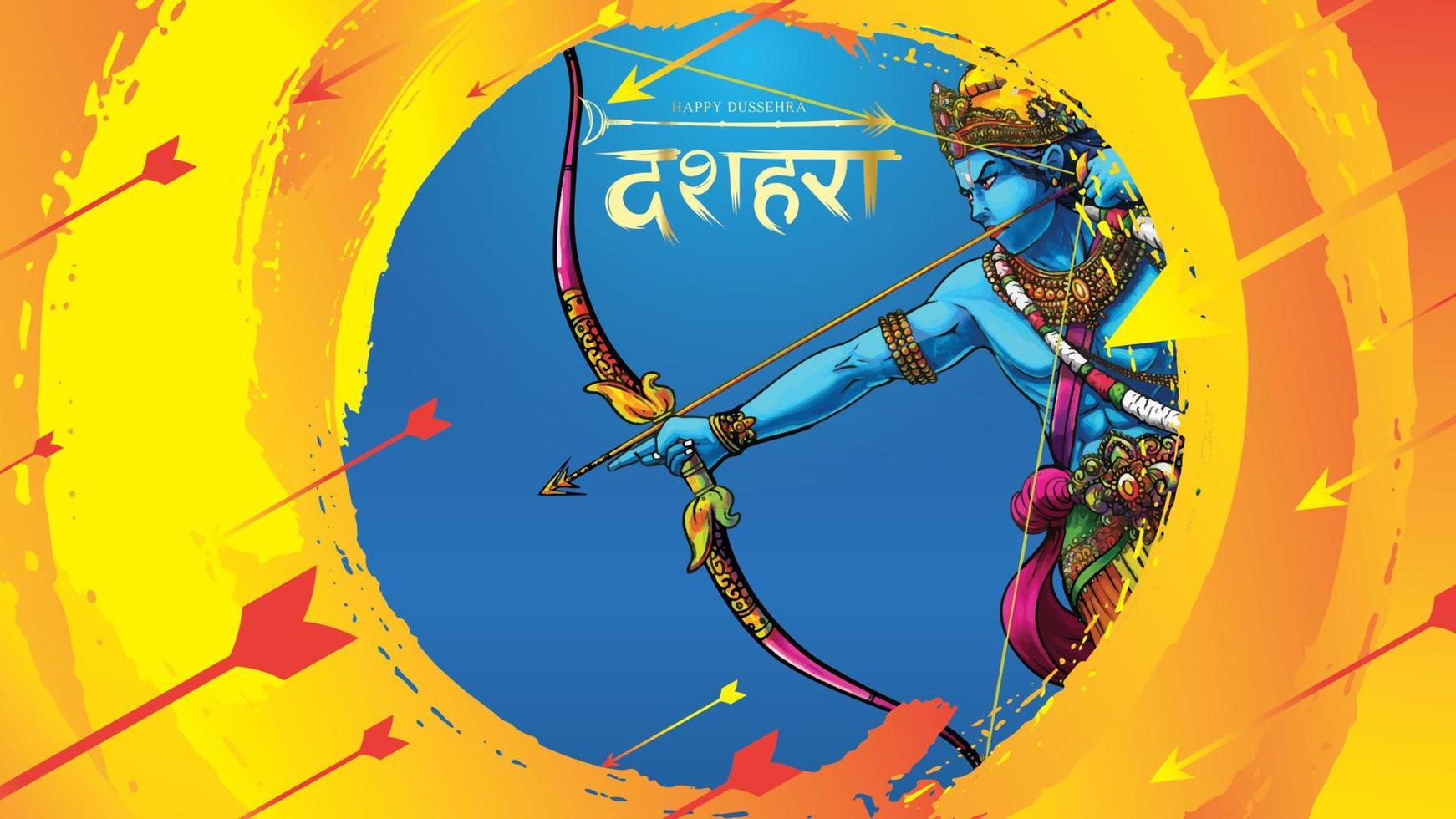 lord rama matando a ravana en el feliz festival de carteles dussehra navratri de la india. traducción dussehra vector