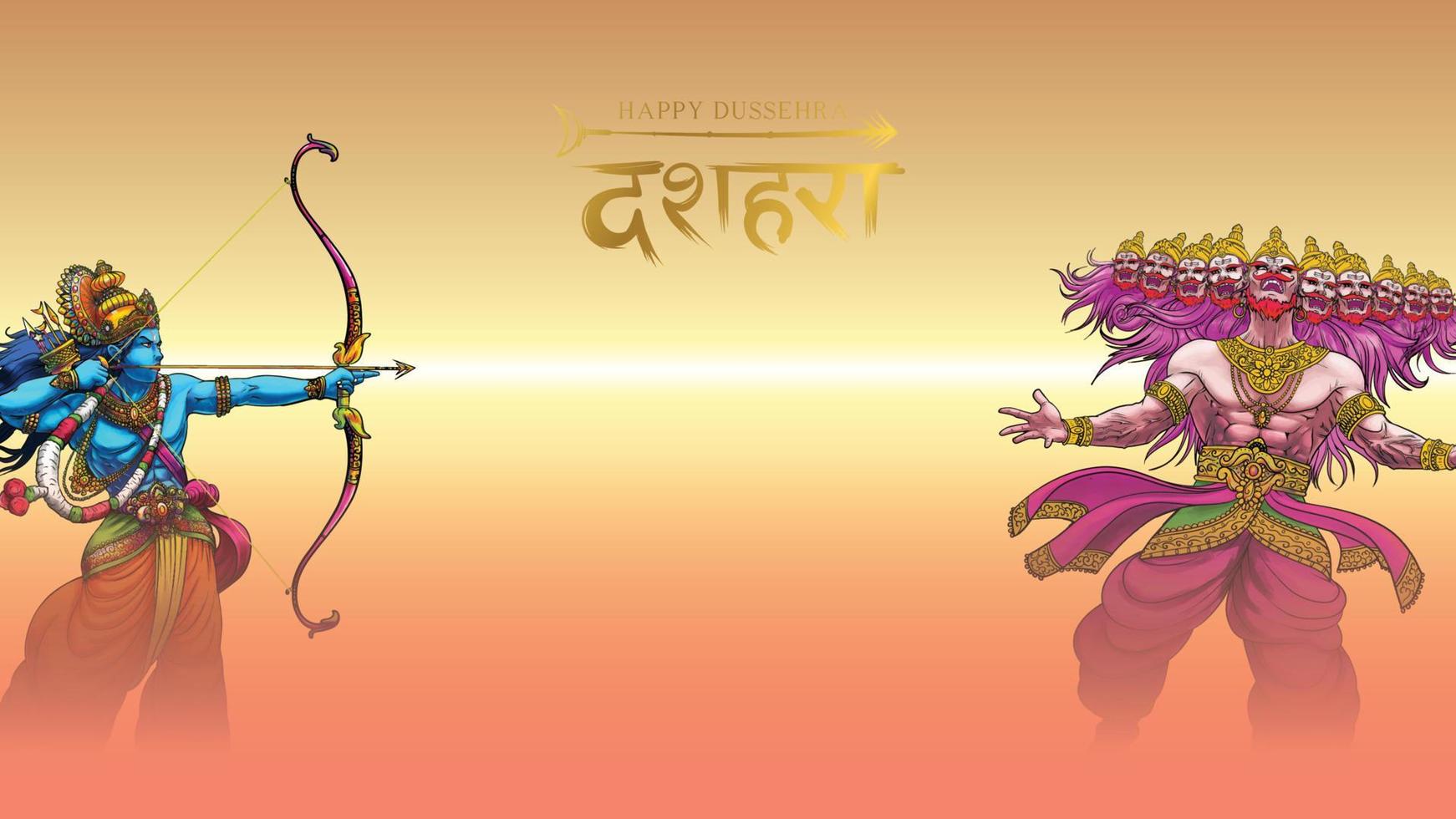 lord rama matando a ravana en el feliz festival de carteles dussehra navratri de la india. traducción dussehra vector