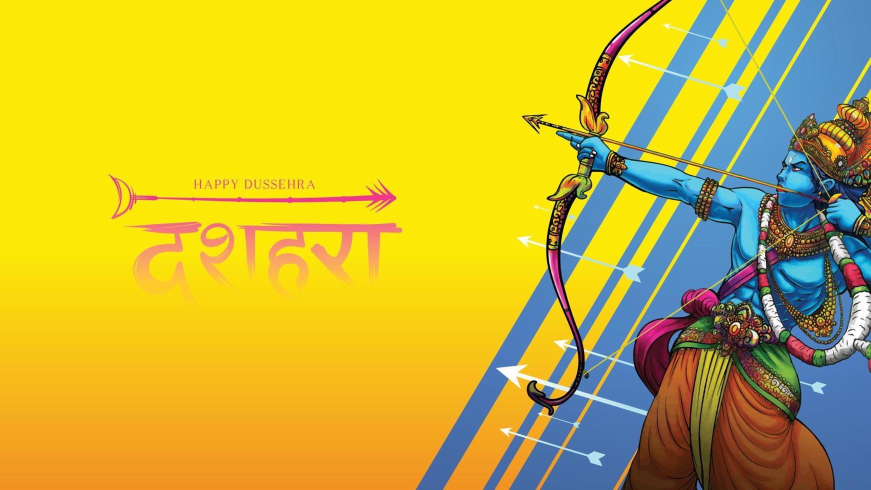 lord rama matando a ravana en el feliz festival de carteles dussehra navratri de la india. traducción dussehra vector