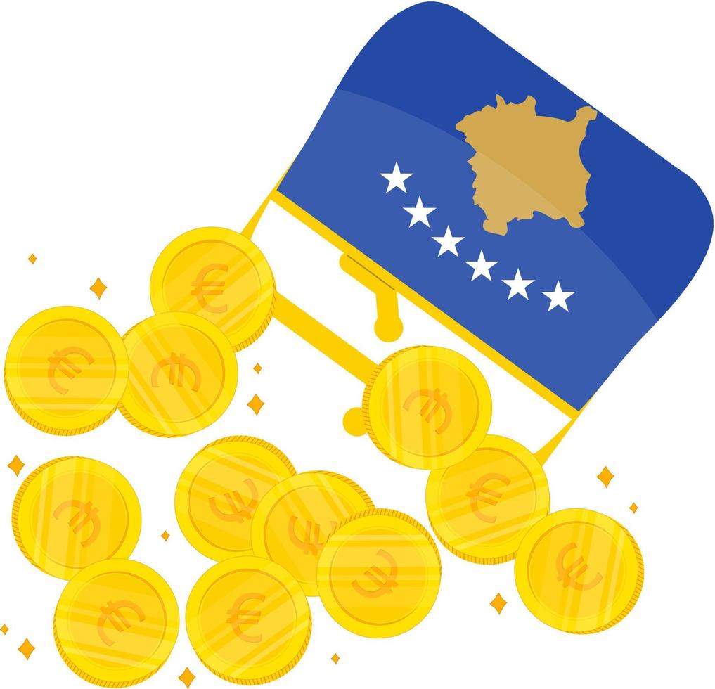 kosovo, vector, mano, dibujado, bandera, eur vector