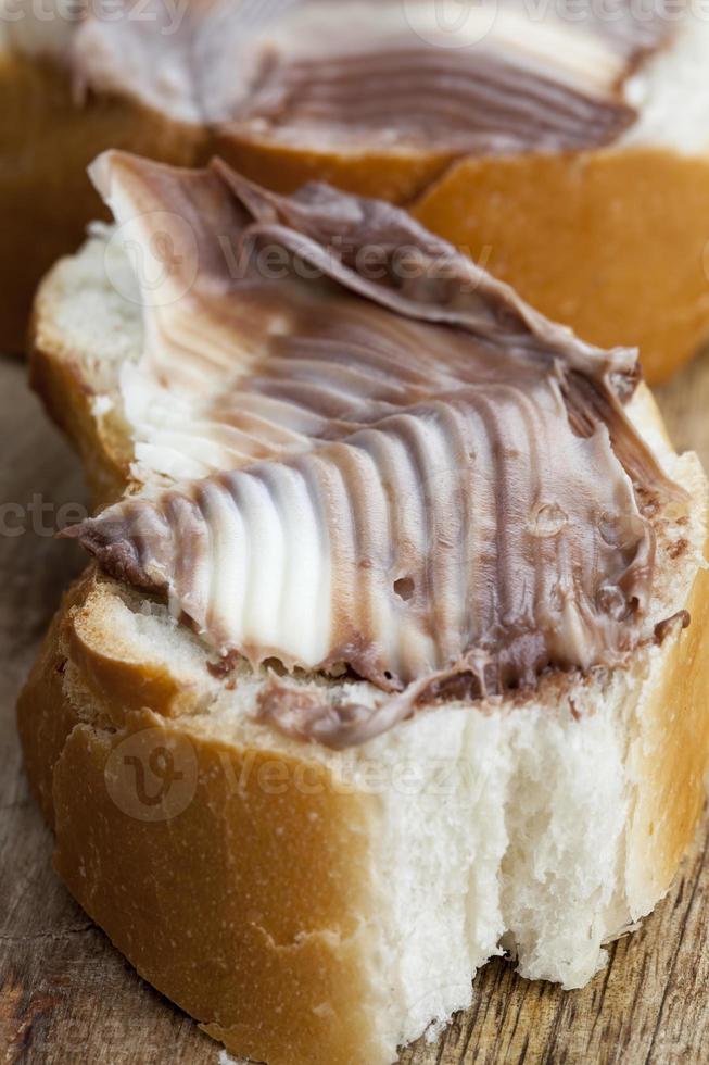soft chocolate butter and white bread photo