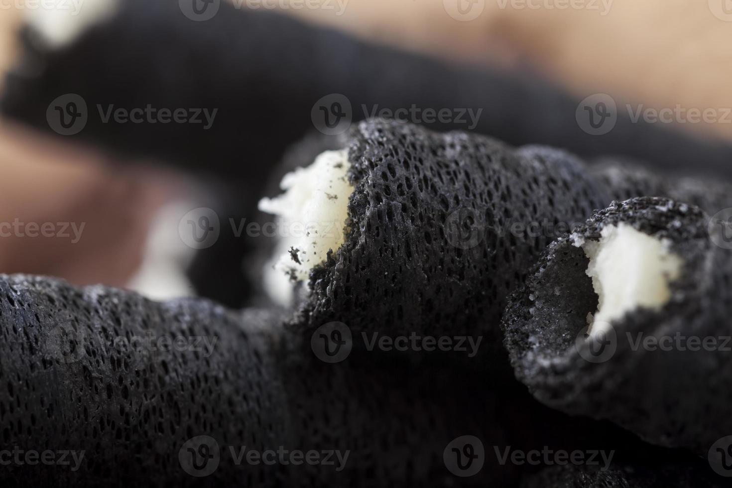 black sweet waffles made from wheat flour photo