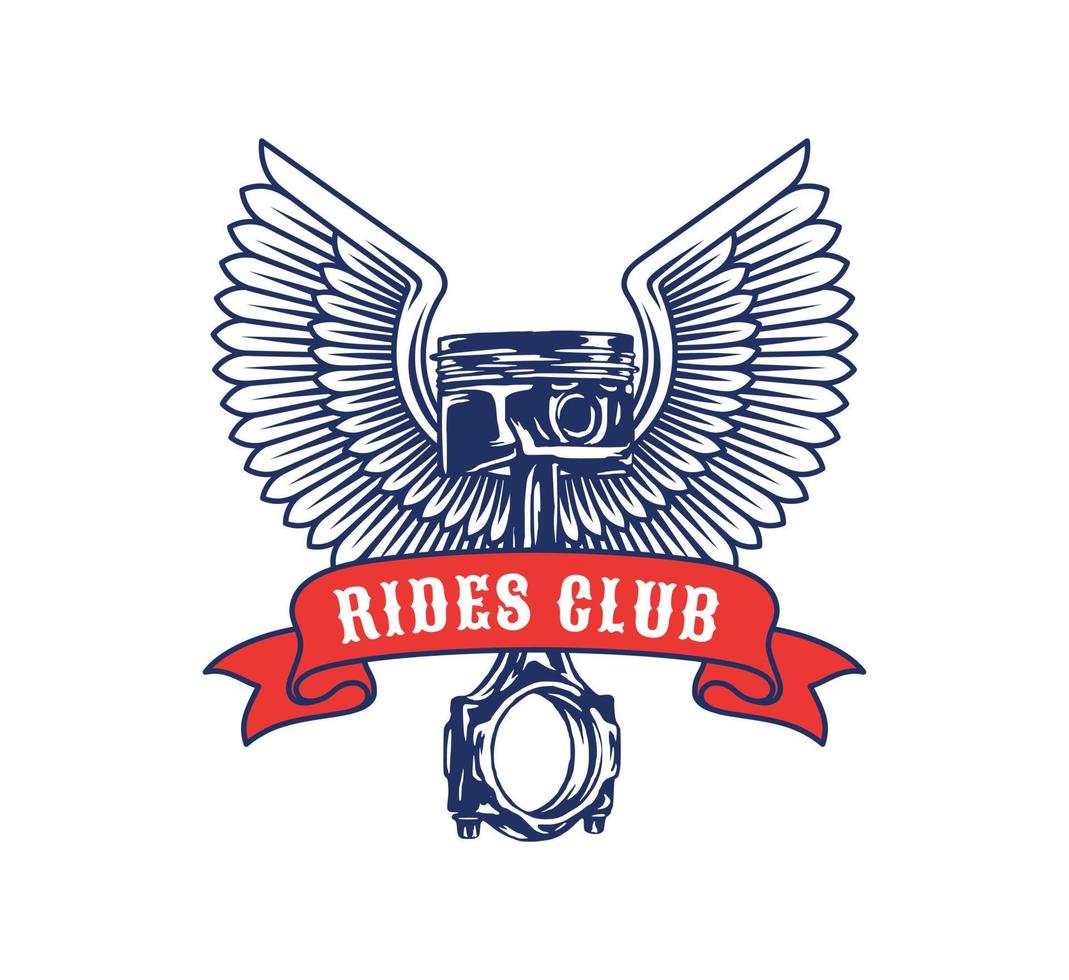 insignia del logotipo del club de aventura de motorcross dibujado a mano vector