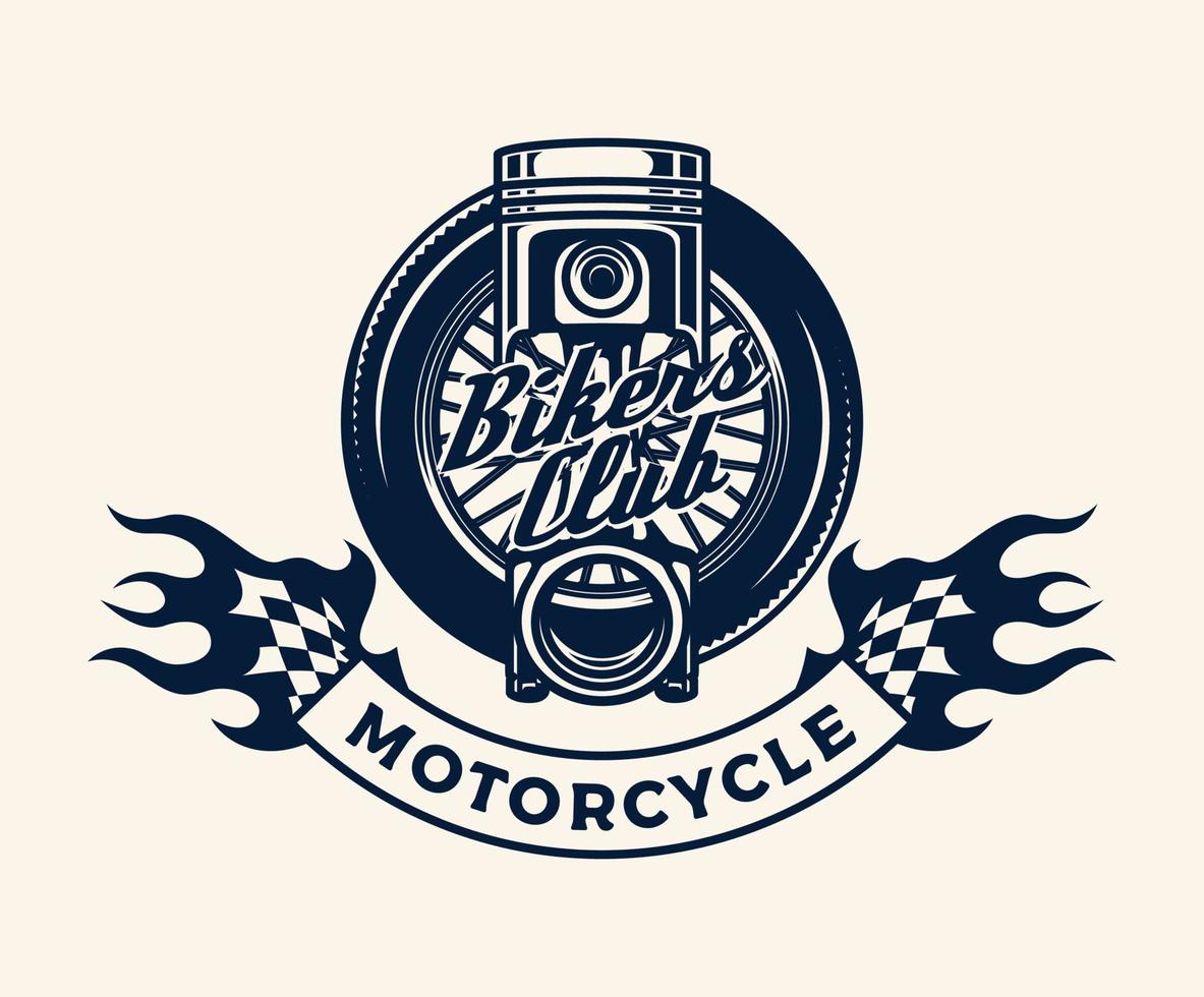 insignia del logotipo del club de aventura de motorcross dibujado a mano vector