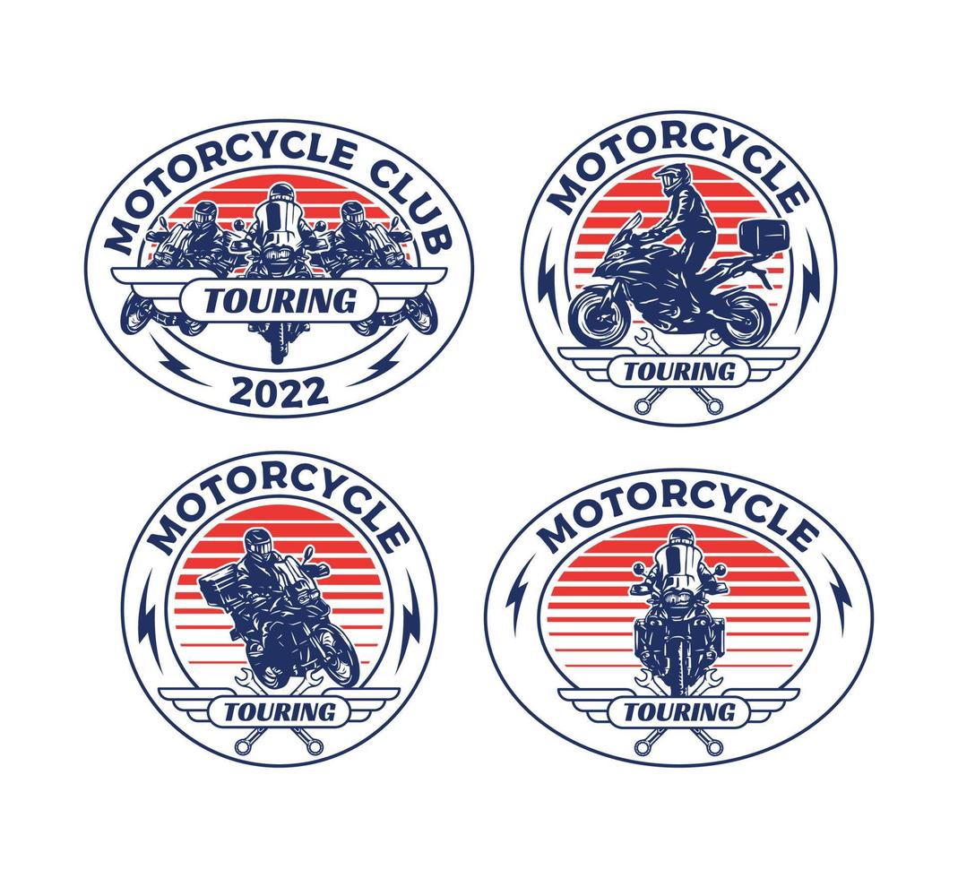 Set Hand Drawn Motorcross Adventure Club Logo Badge vector