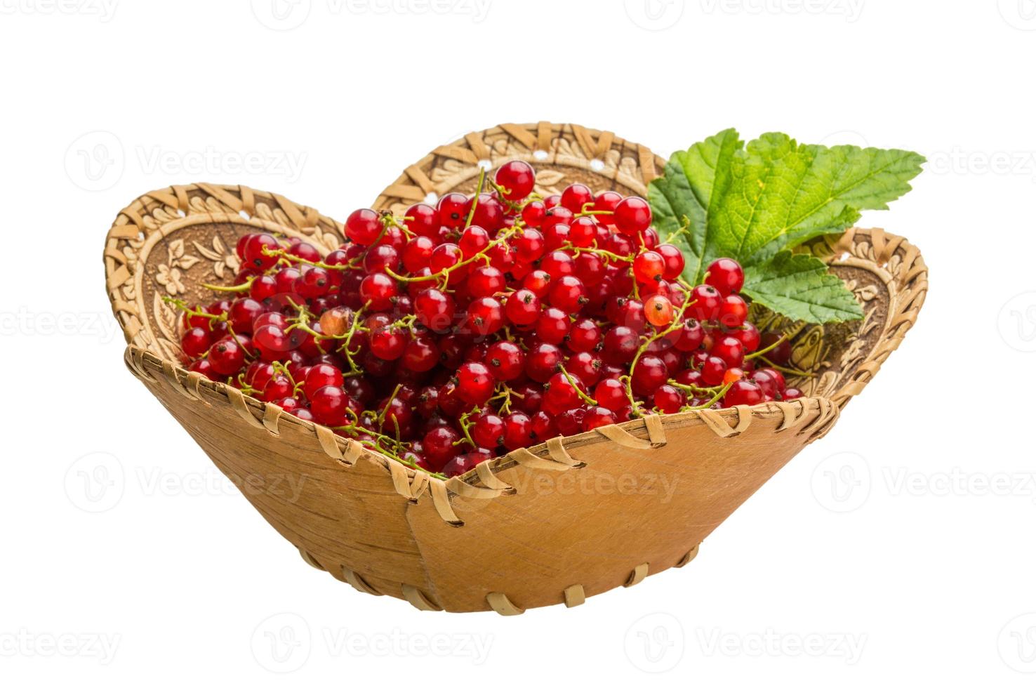 Red currant in a basket on white background photo