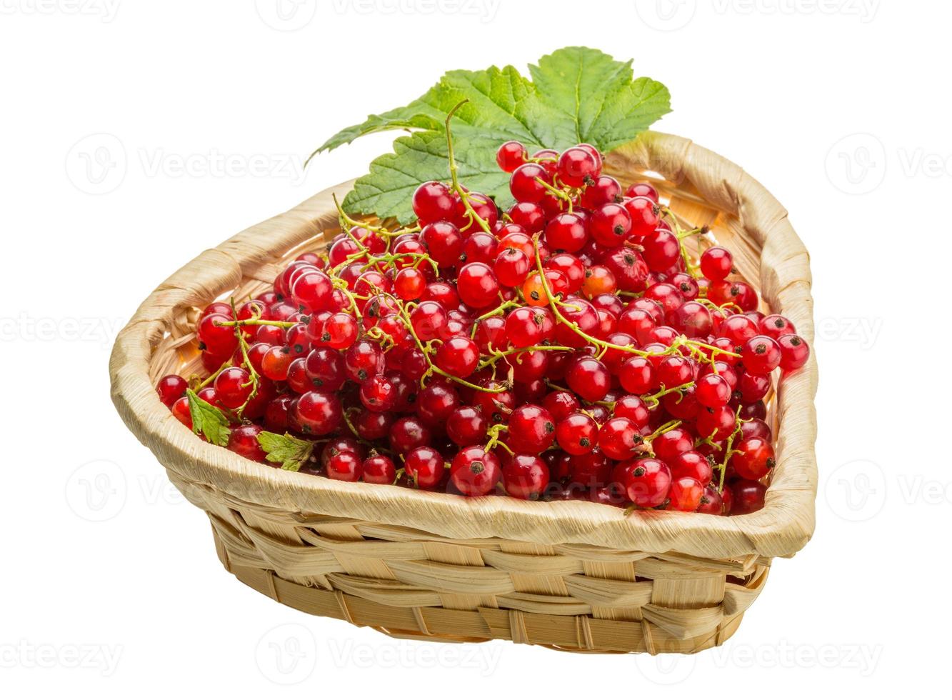 Red currant in a basket on white background photo