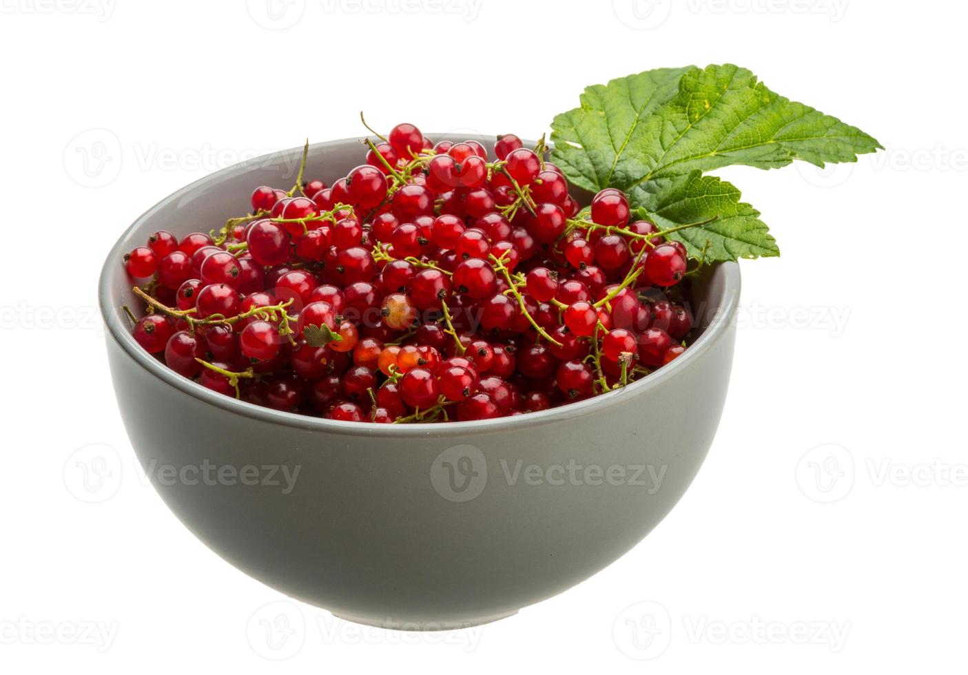 Red currant in a bowl on white background photo