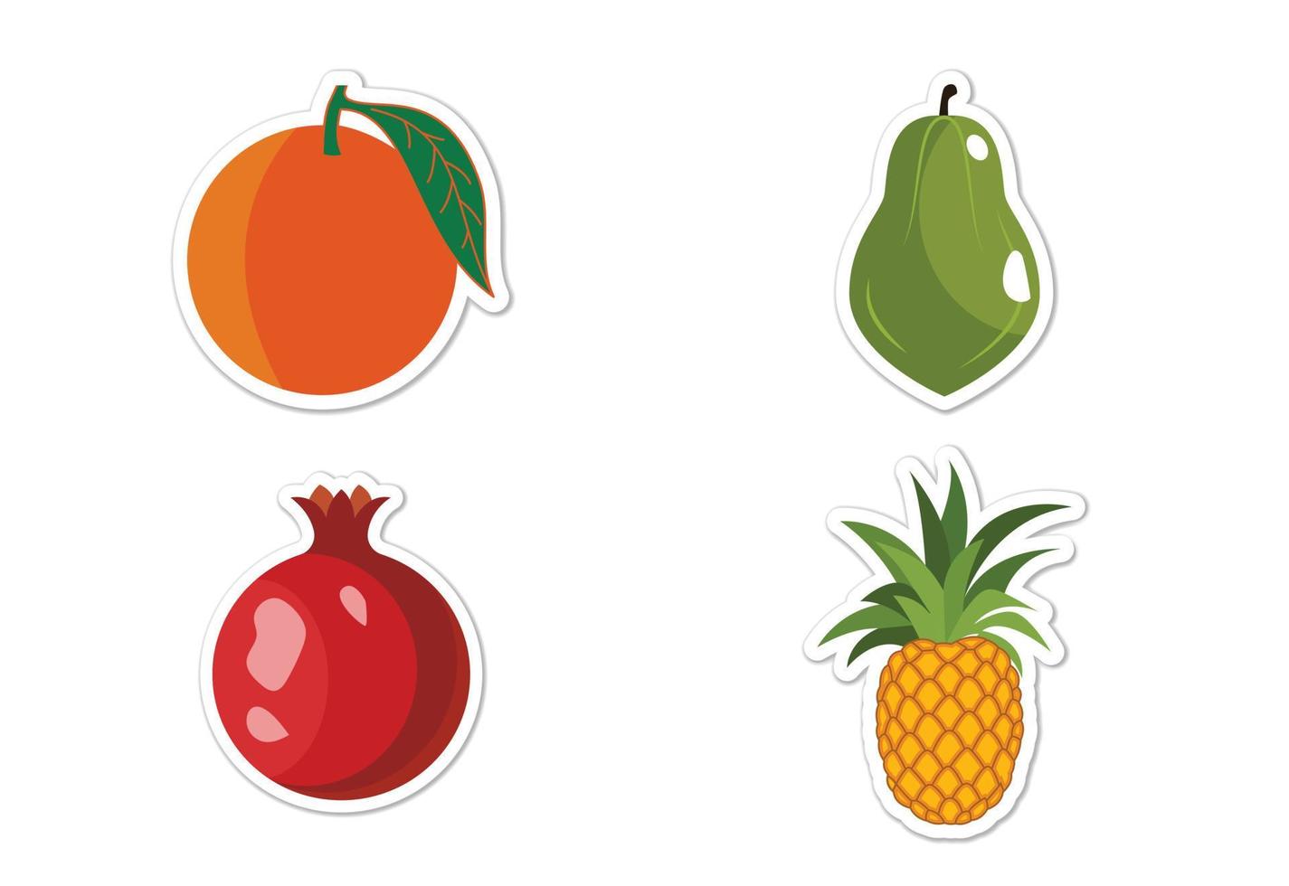 conjunto de pegatinas de diferentes frutas, ilustración vectorial plana vector