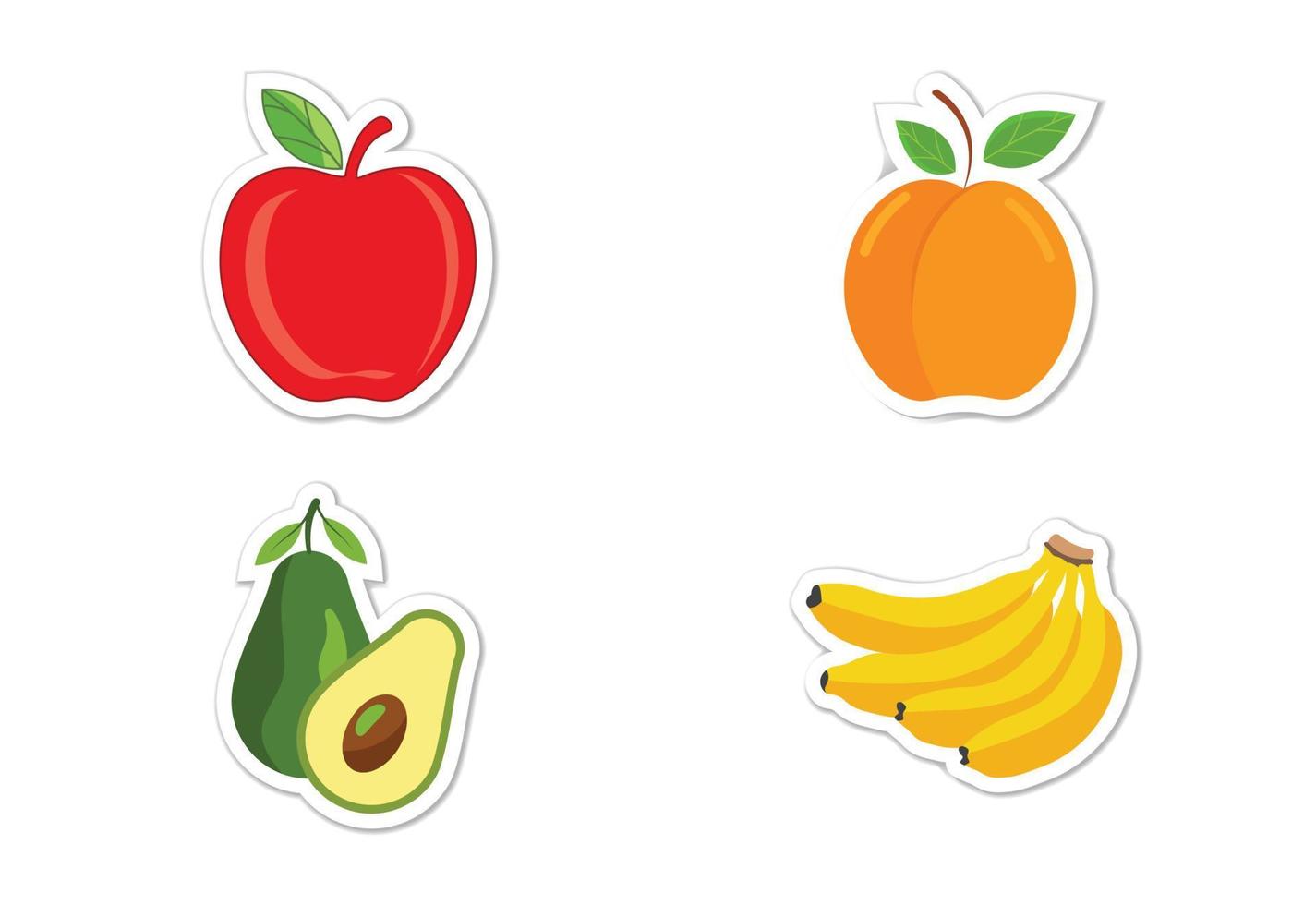 conjunto de pegatinas de diferentes frutas, ilustración vectorial plana vector