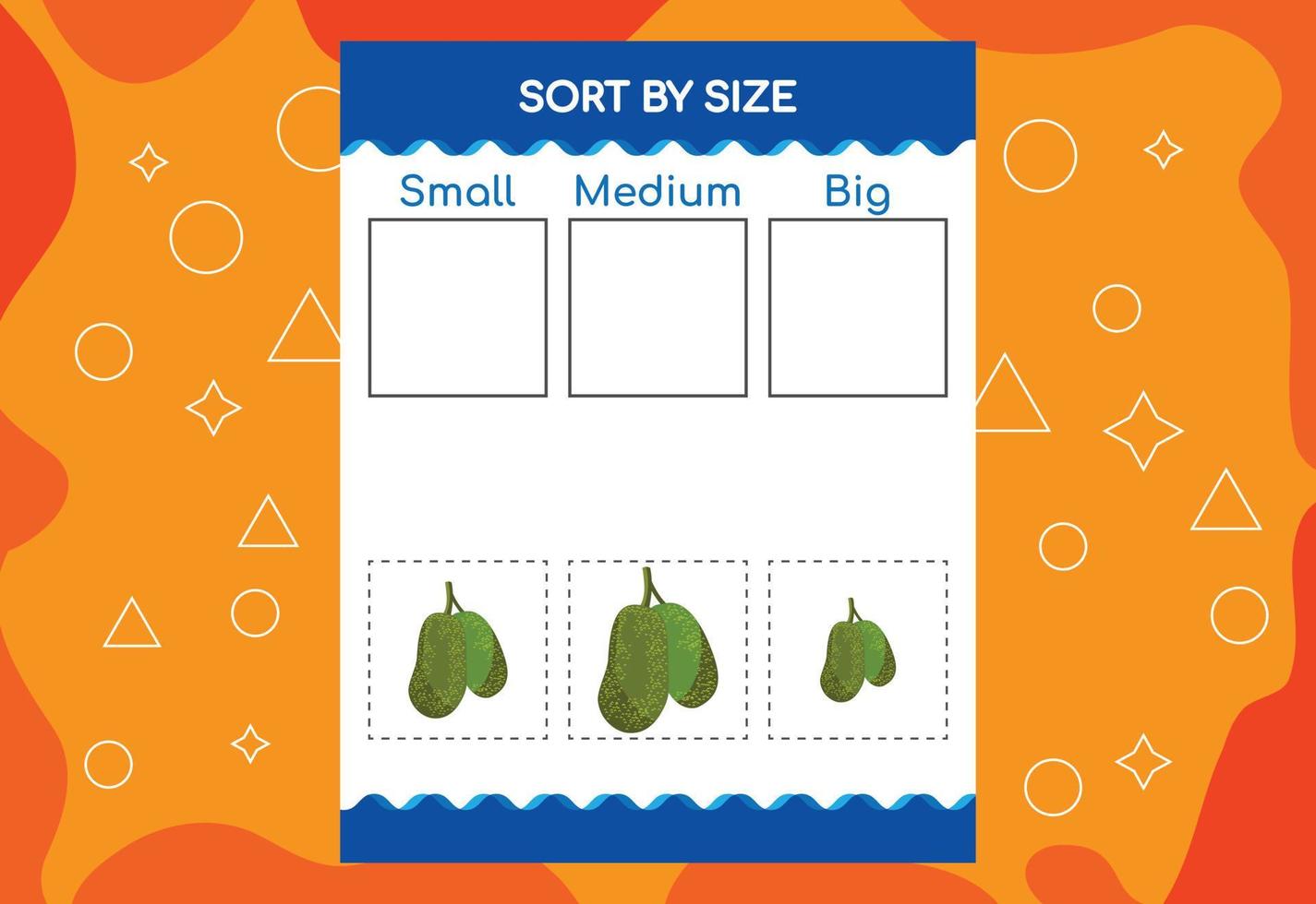 Sort Images By Size With Fruits. Educational Worksheet For Kids vector