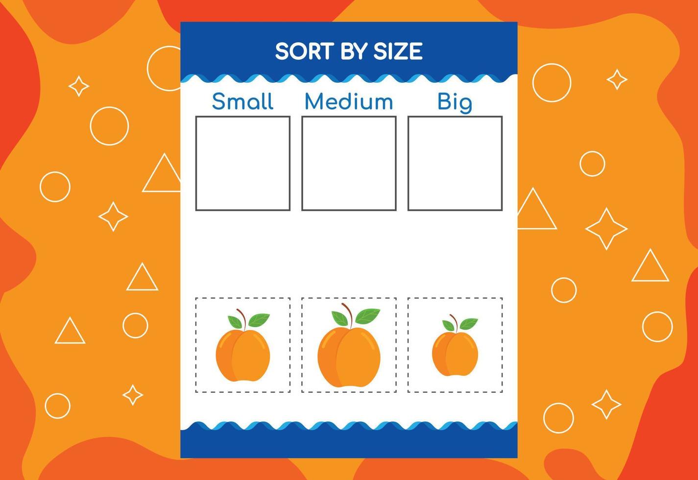 Sort Images By Size With Fruits. Educational Worksheet For Kids vector