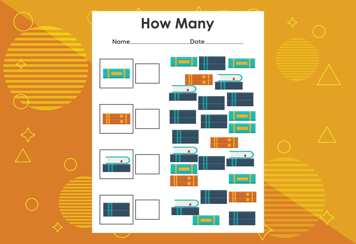 How many objects task. Educational children's game worksheet vector