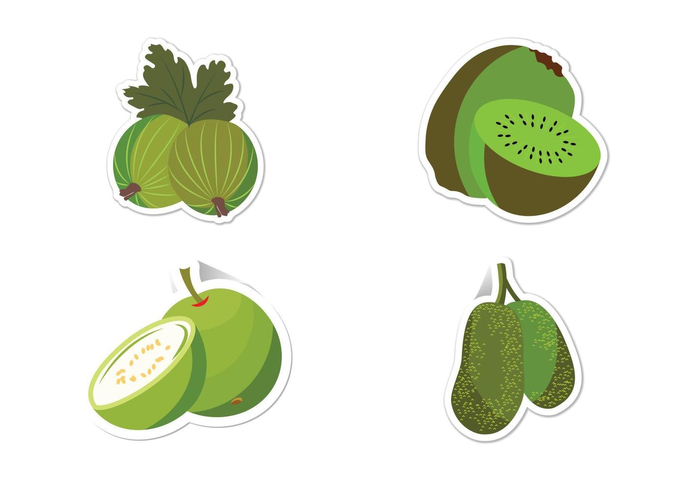 conjunto de pegatinas de diferentes frutas, ilustración vectorial plana vector