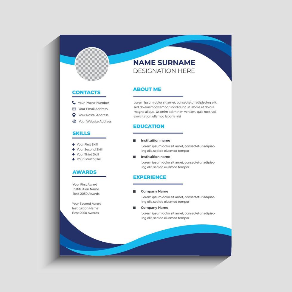 Business CV Resume Template Design vector