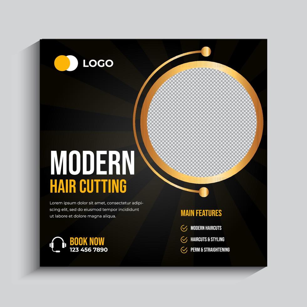 Barber shop social media post Template Design vector