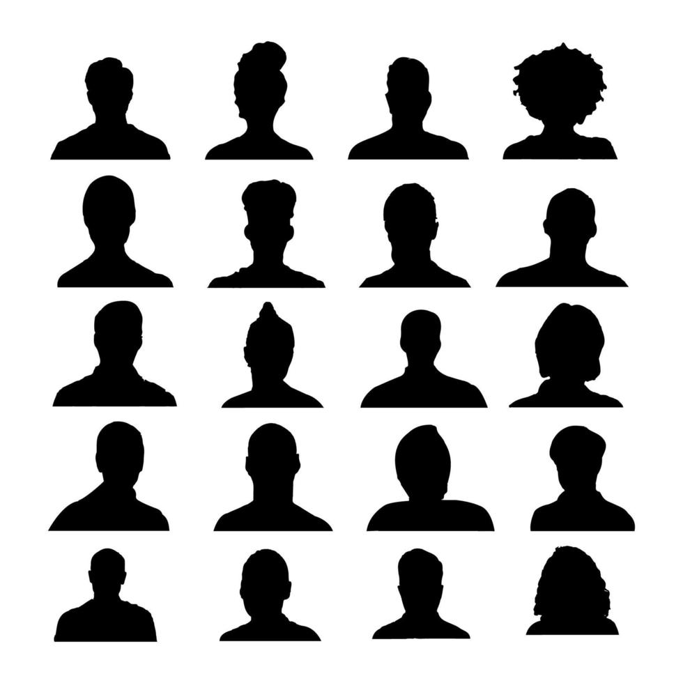 Woman and Man head icon Silhouette. vector illustration