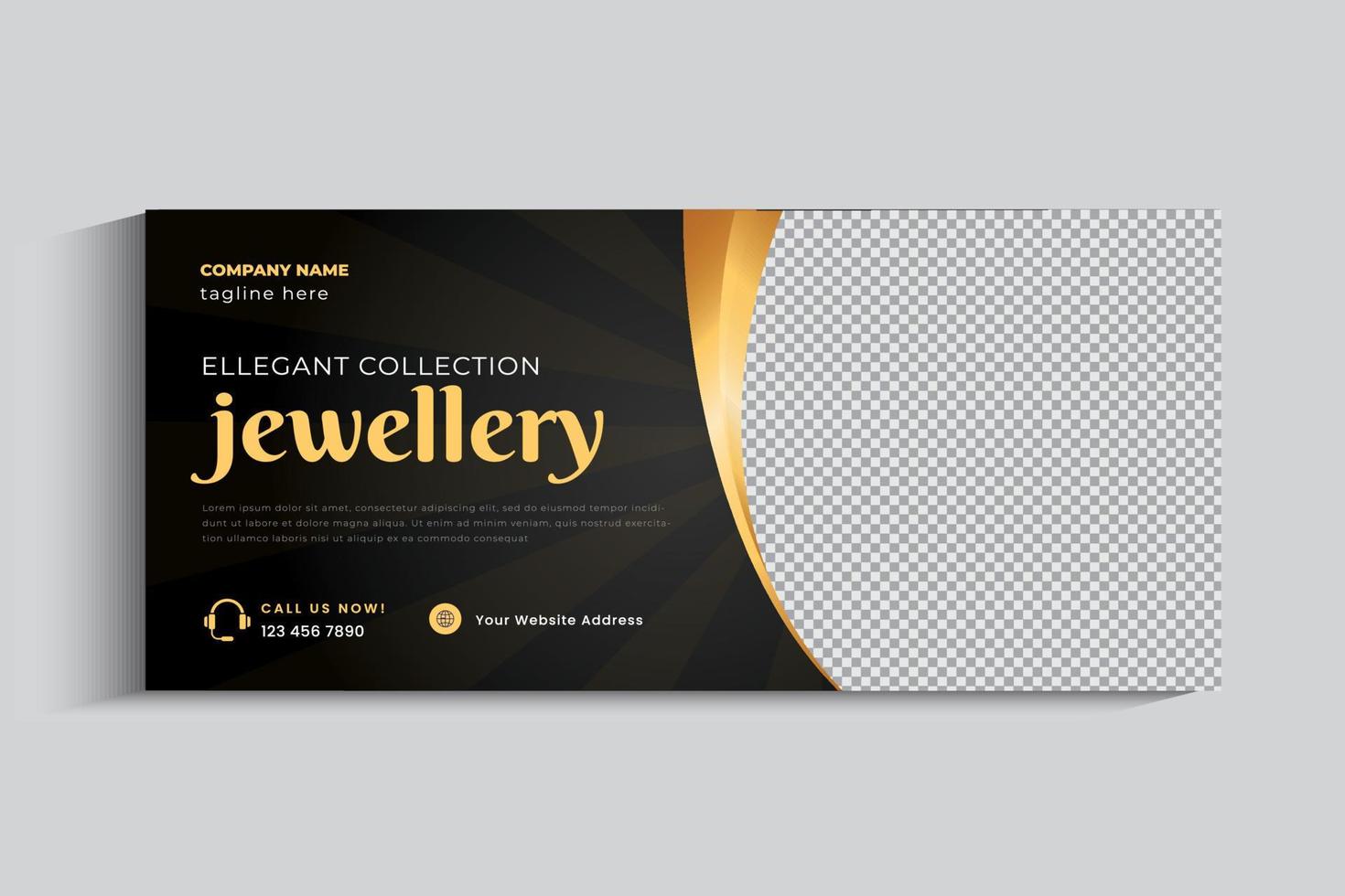 Jewelry Business Cover Banner design Template. Gold ornament Social media post vector