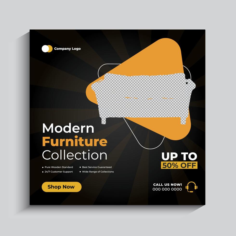 banner de venta de muebles minimalistas o plantilla de publicación en redes sociales vector