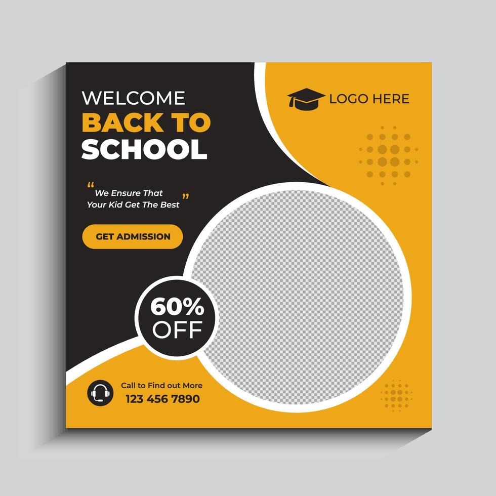 Back to School Social Media Post Template vector