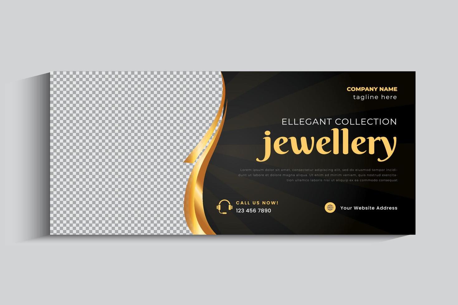 Jewelry Business Cover Banner design Template. Gold ornament Social media post vector