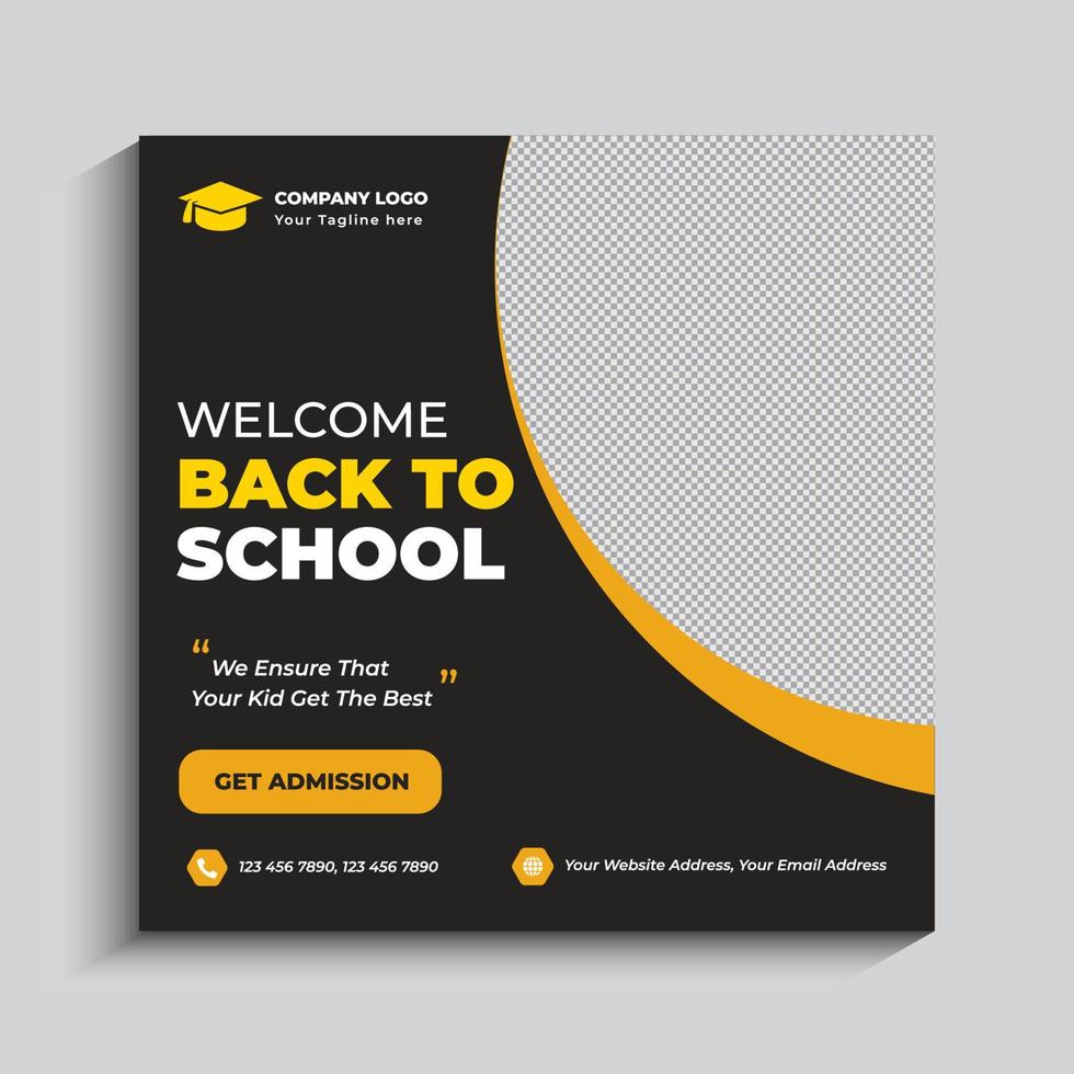 Back to School Social Media Post Template vector